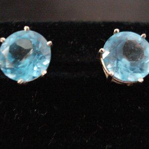Topaz or Aquamarine Gold Gem Stud earrings